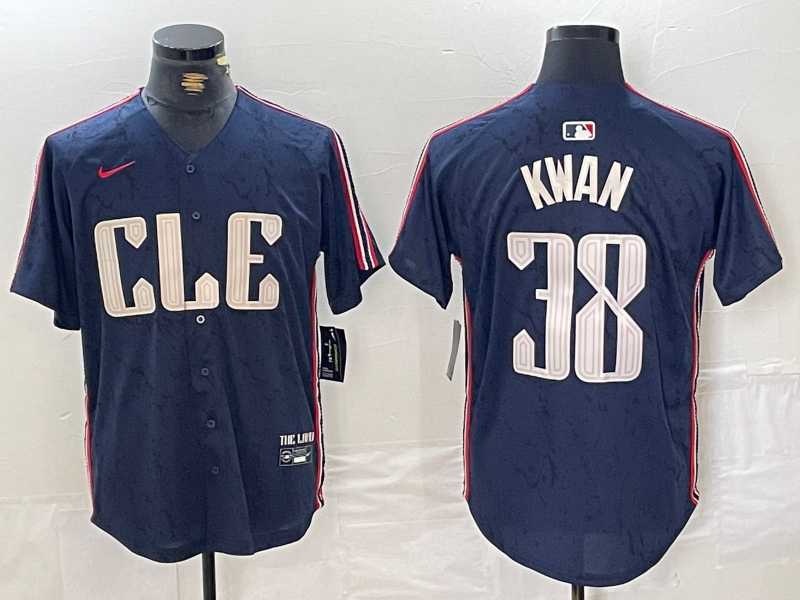 Mens Cleveland Guardians #38 Steven Kwan Navy 2024 City Connect Limited Stitched Jersey